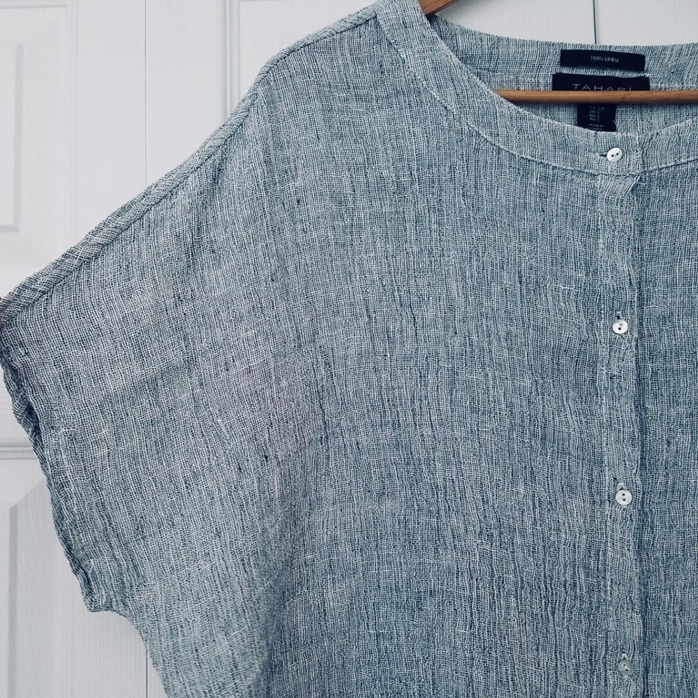 TAHARI Oversized Shirt 100% Linen size small